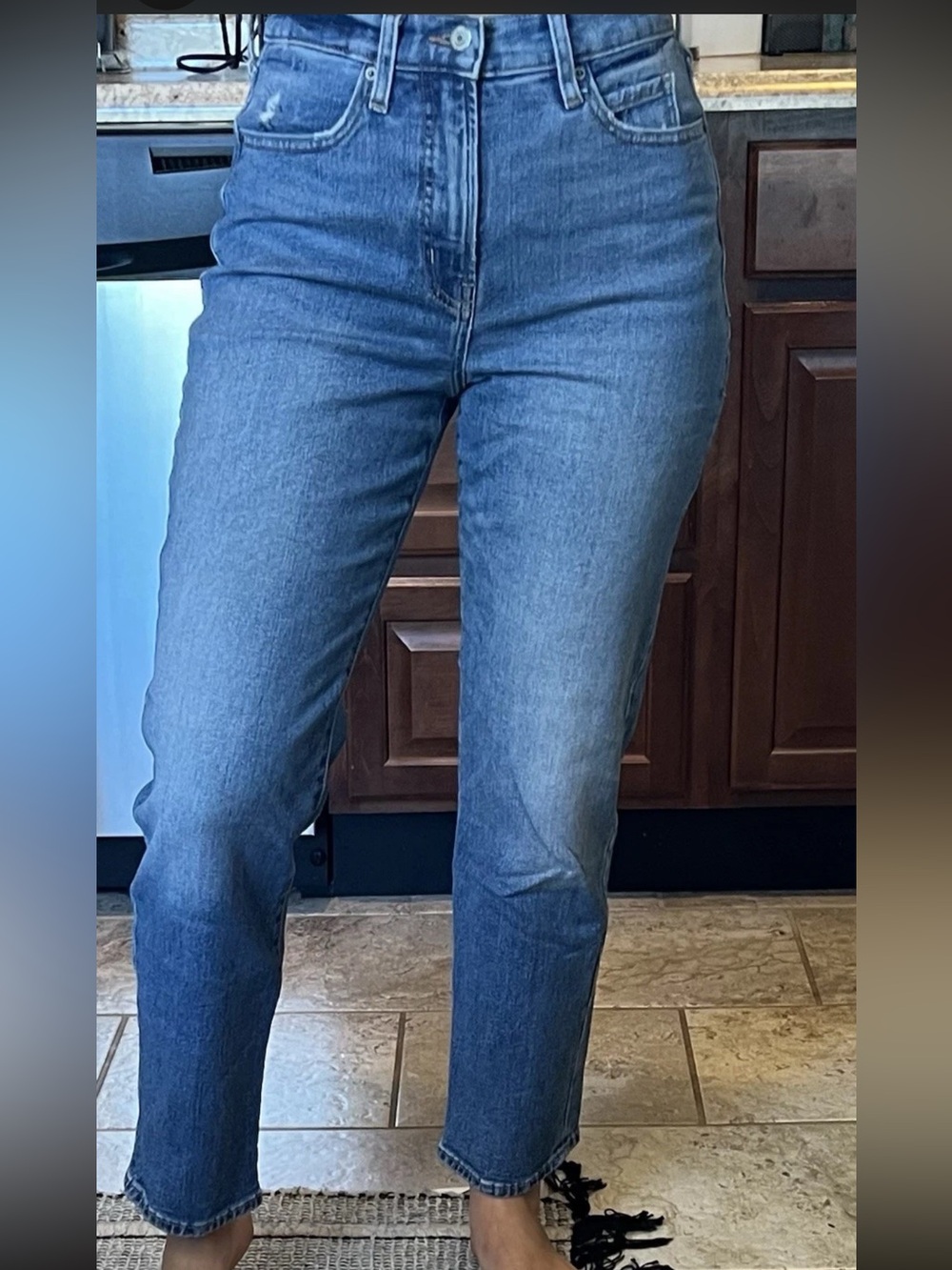 Old Navy Jeans Sky Hi Straight Sz 2 Extra High Rise Relax Taper Blue Denim